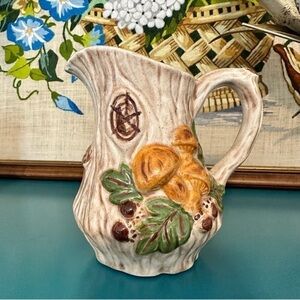 Vintage Ceramic Handmade Mushroom Pitcher With Handle